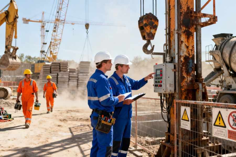tecnici che verificano certificazione CE macchine e Formazione Sicurezza Sul Lavoro